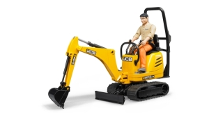 Produktabbildung Bruder bworld JCB Mikrobagger 8010 CTS und Bauarbeiter