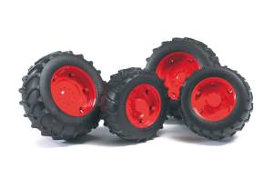 Bruder Profi-Serie Zwillingsbereifung mit roten Felgen für Traktor Serie 02000