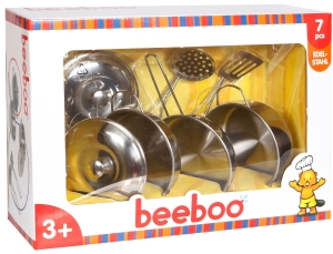 Edelstahltopf-Set mit Topflappen für die Spielküche