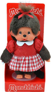 Monchhichi Red Checker Girl, ca. 20 cm