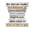 Plankenschild Wandbild Familienregeln