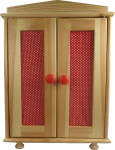 Puppen-Holzkleiderschrank rot/weiss