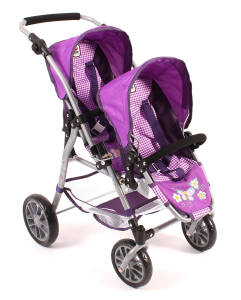 Puppen-Tandem Buggy Twinny brombeere