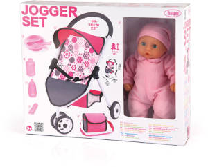 Puppen-Jogging-Buggy Set mit Puppe