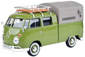 VW T1 grün, "VW Kundendienst" mit Dachträger